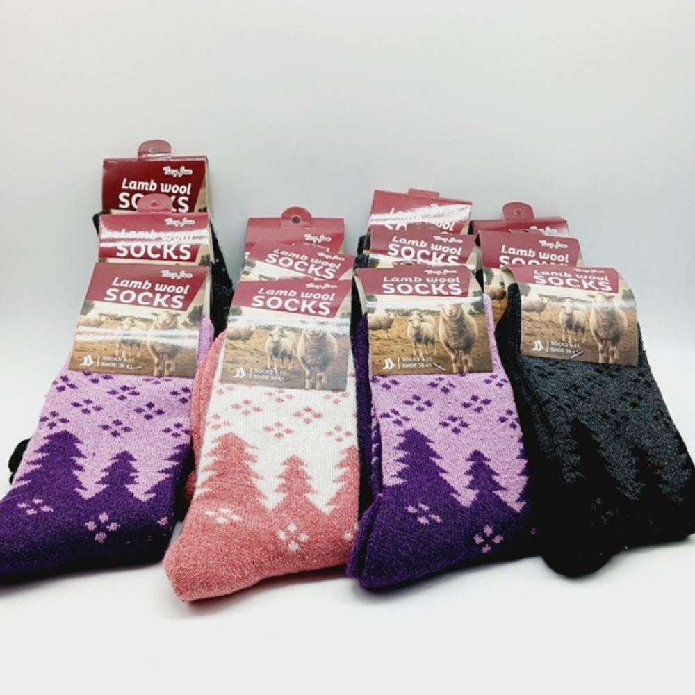 12 Lamb Wool Crew Socks/Thermal Warm Winter Boot Socks Size 9-11 Women
